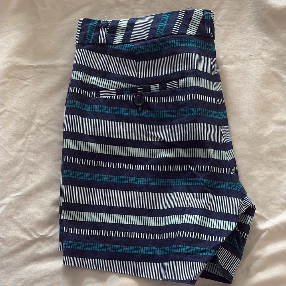 Banana Republic Blue and Green Shorts Modern Striped Design